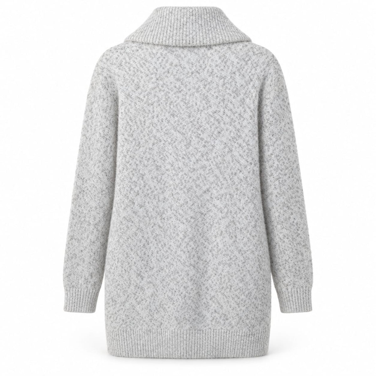 Cardigan dama gri melanj cu fermoar si buzunare, marime universala