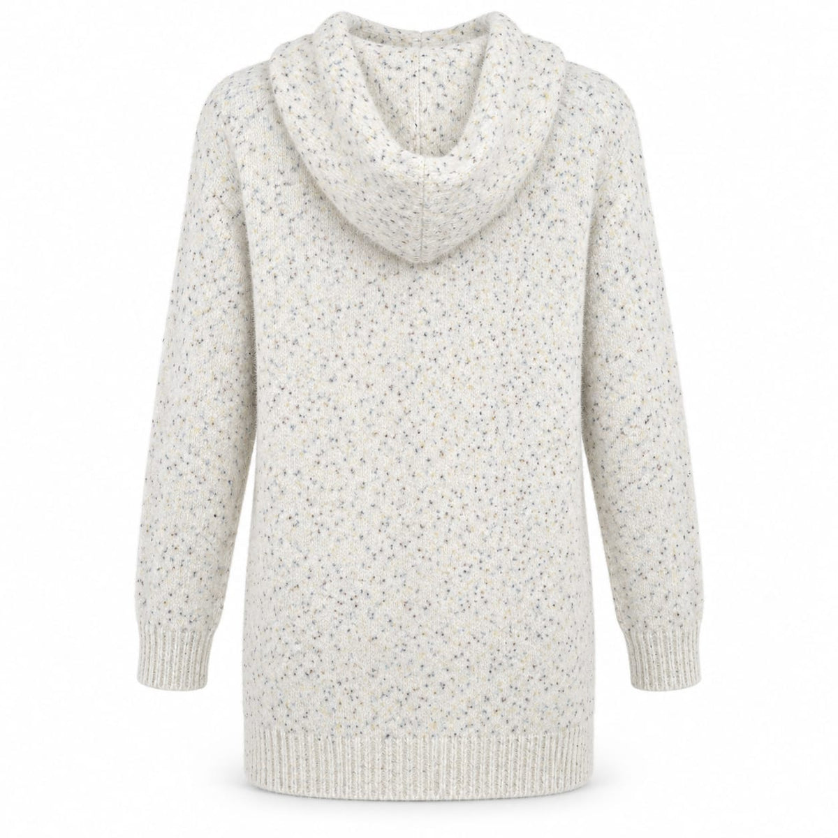 Cardigan dama lung crem, cu gluga si fermoar, marime universala
