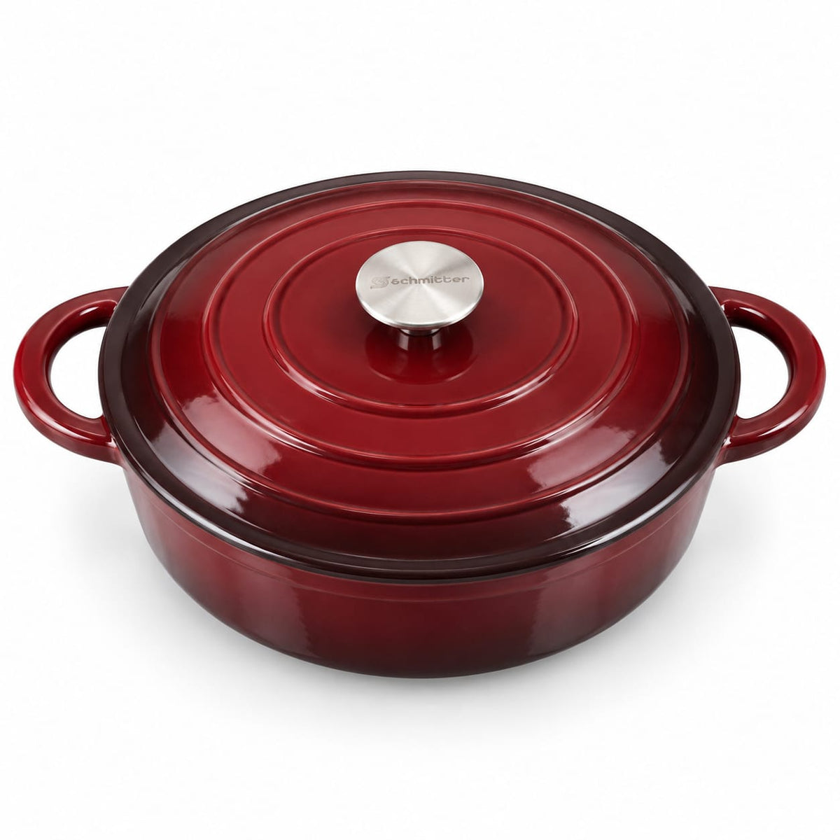 Cratita fonta emailata Schmitter cu capac, 29 cm, 3,5 L, bordo