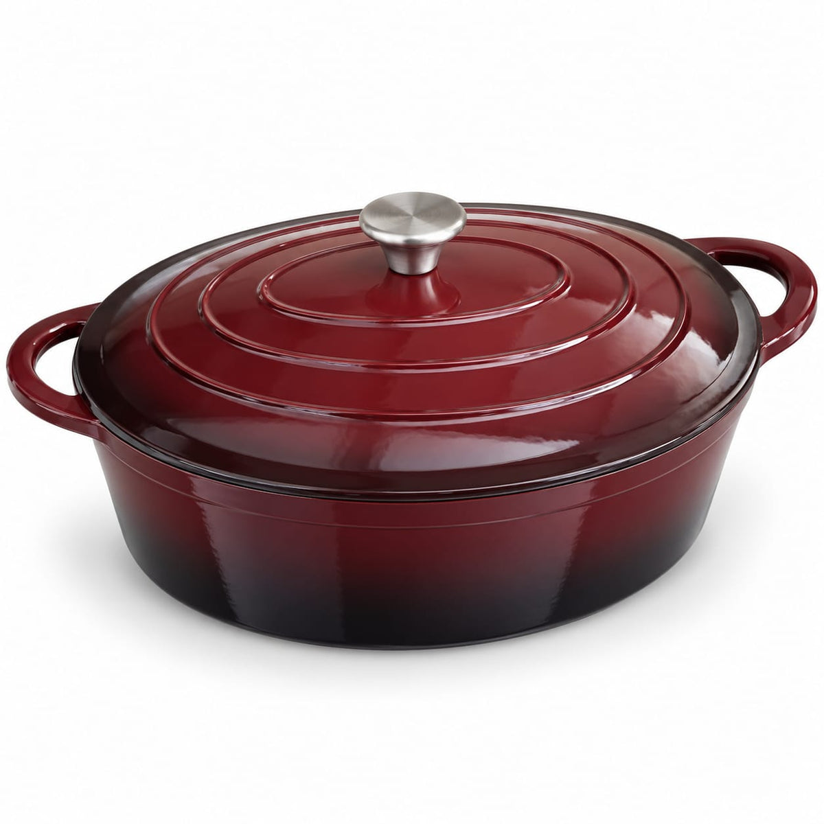 Cratita ovala fonta emailata Schmitter cu capac, 33 cm, 6,5 L, bordo