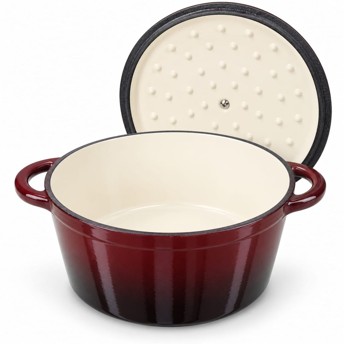 Oala fonta emailata Schmitter cu capac, 24 cm, 3,5 L, bordo