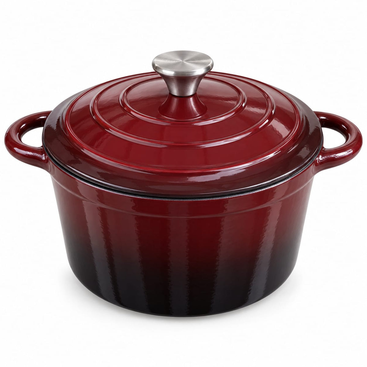 Oala fonta emailata Schmitter cu capac, 24 cm, 3,5 L, bordo