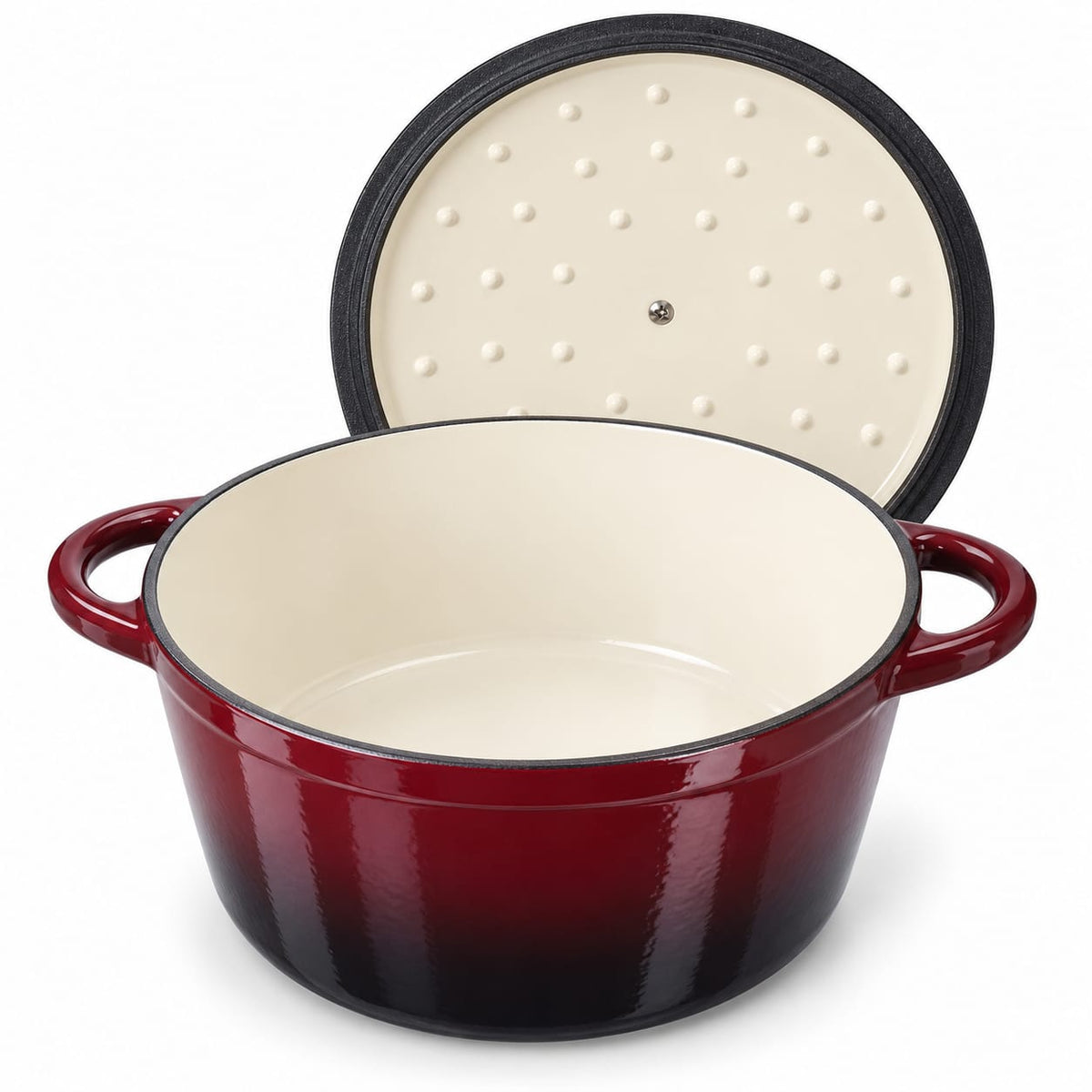 Oala fonta emailata Schmitter cu capac, 26 cm, 4,7 L, bordo