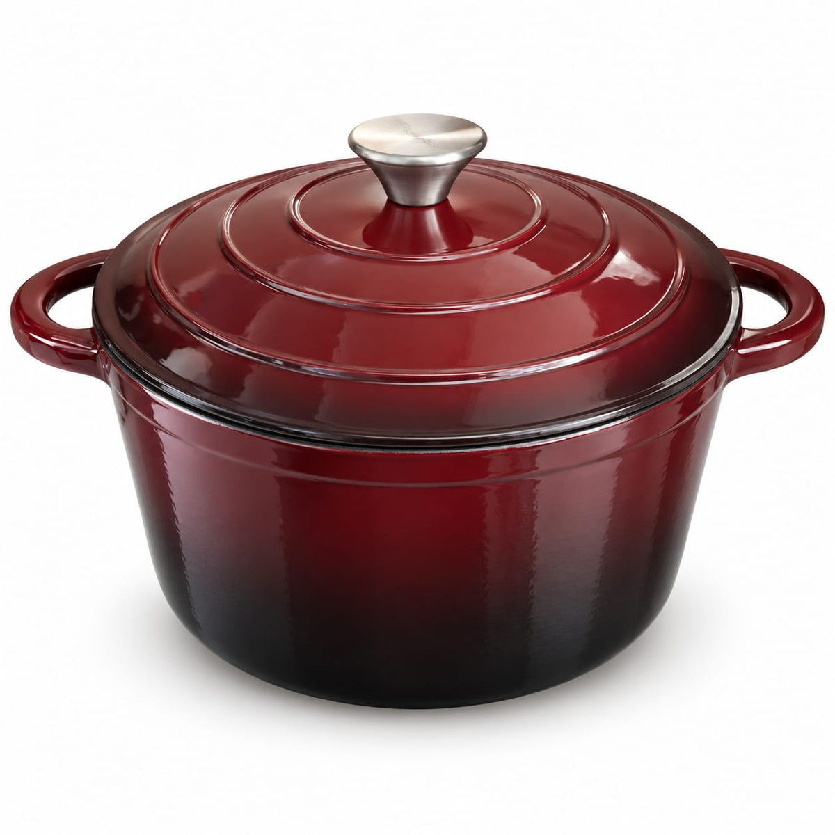Oala fonta emailata Schmitter cu capac, 26 cm, 4,7 L, bordo