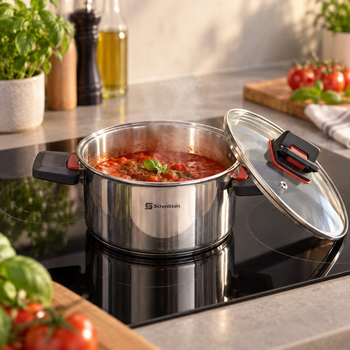Set oale inox Schmitter 6 piese, manere pliabile, inductie