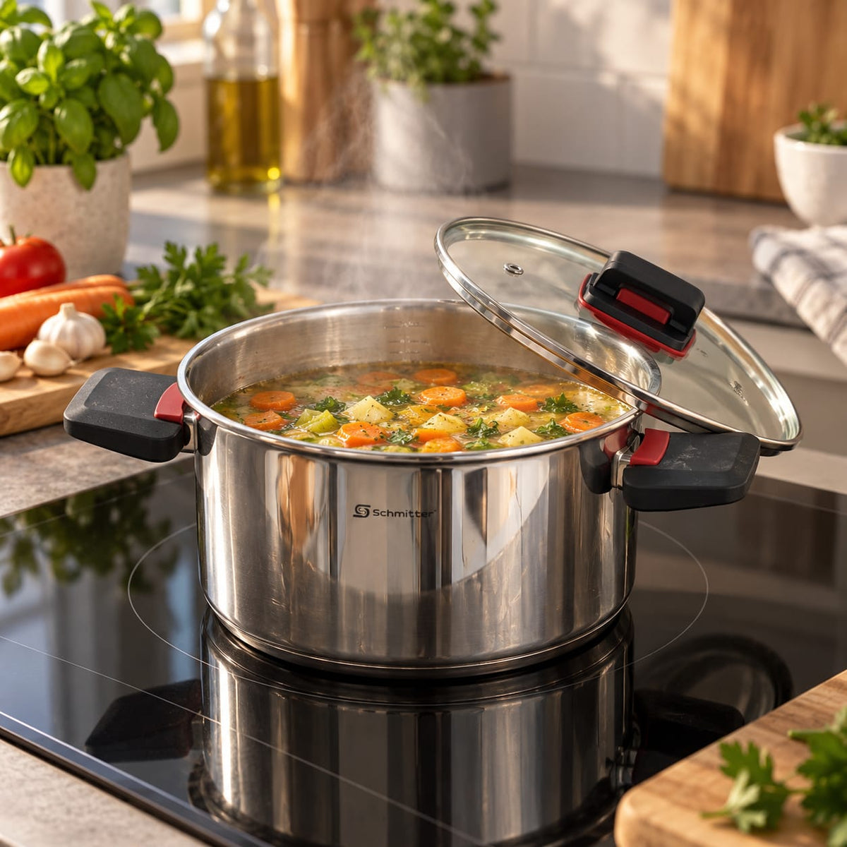 Set oale inox Schmitter 6 piese, manere pliabile, inductie