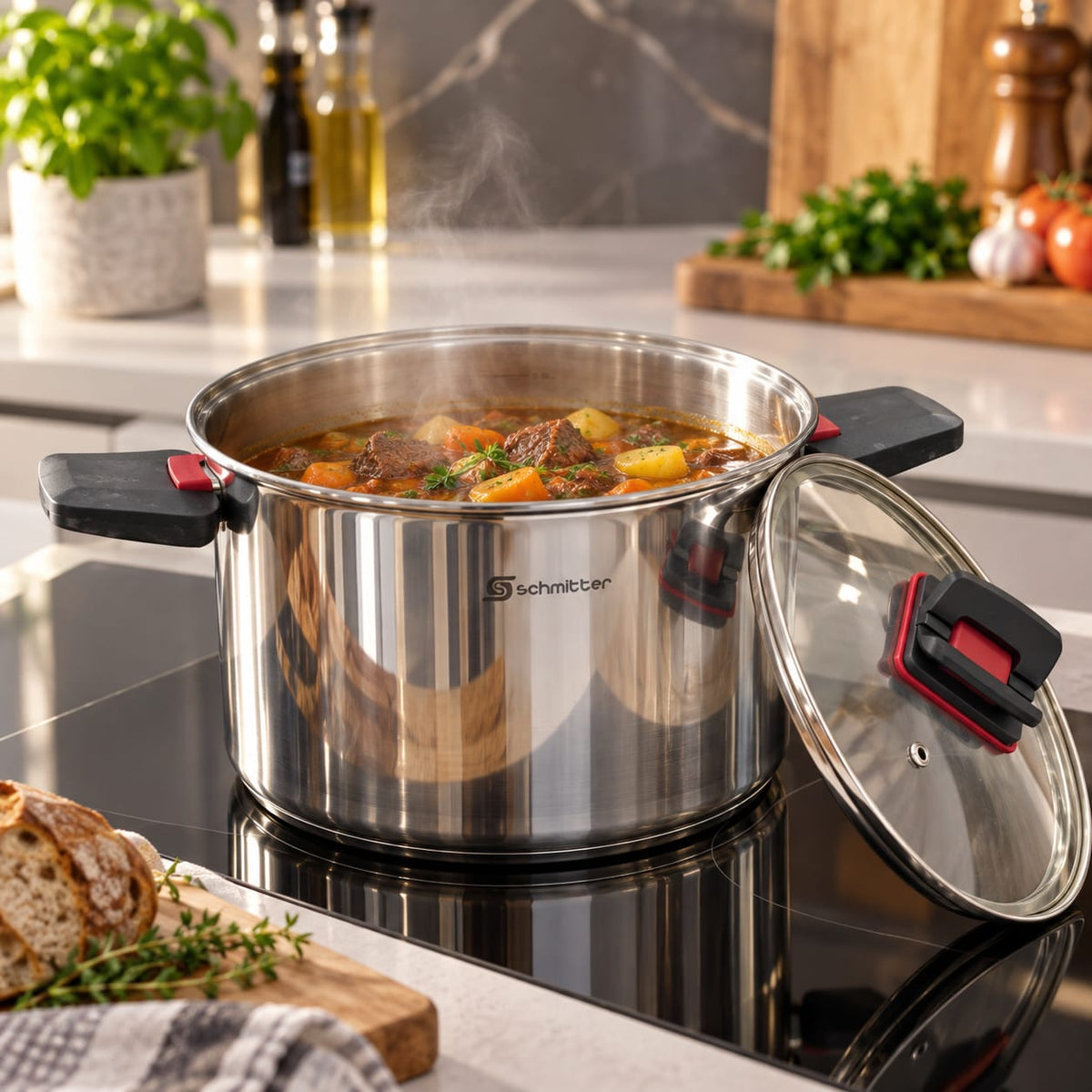 Set oale inox Schmitter 6 piese, manere pliabile, inductie