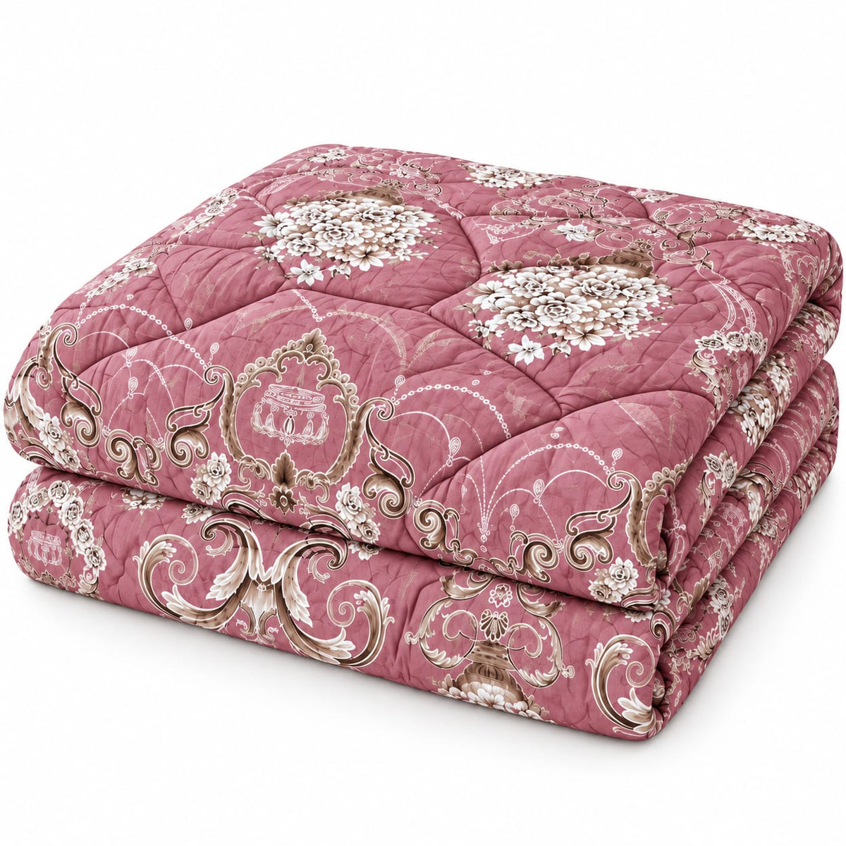 Pilota matlasata Casa Colorata 200x230 cm, roz cu imprimeu floral