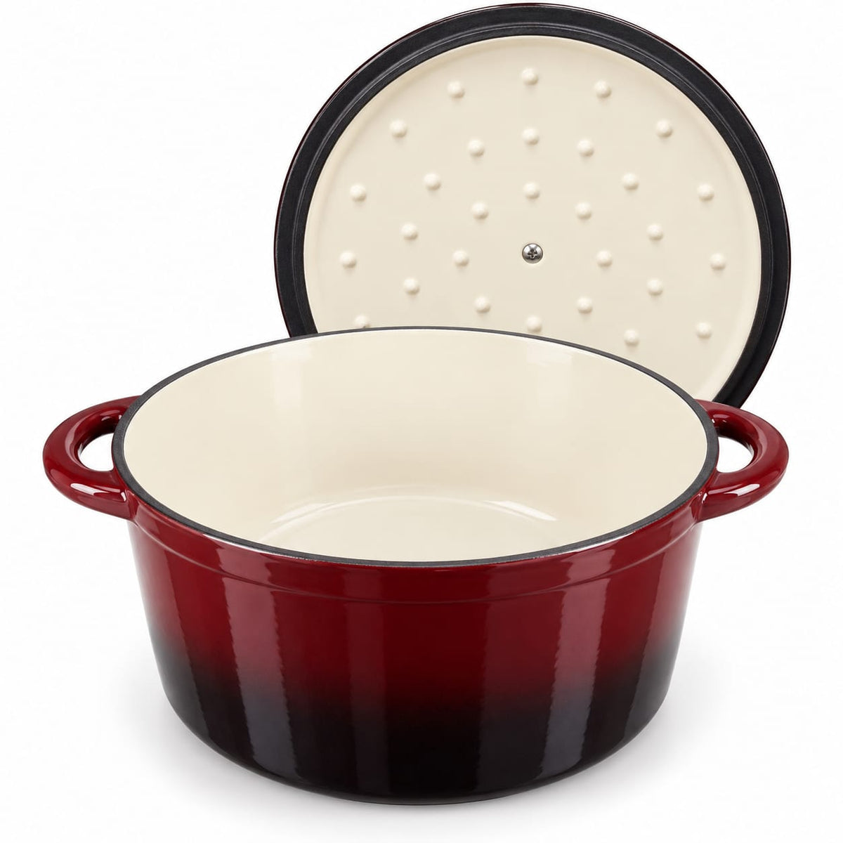 Oala fonta emailata Schmitter cu capac, 28 cm, 6 L, bordo