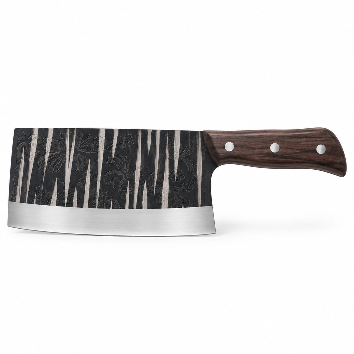 Satar de bucatarie din inox cu lama decorativa si maner maro