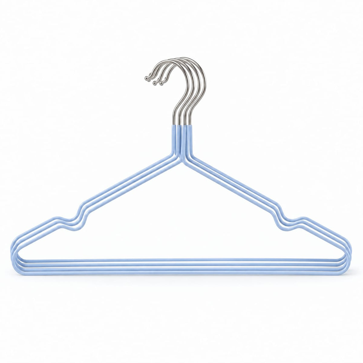 Set 10 umerase metalice siliconate albastre pentru haine