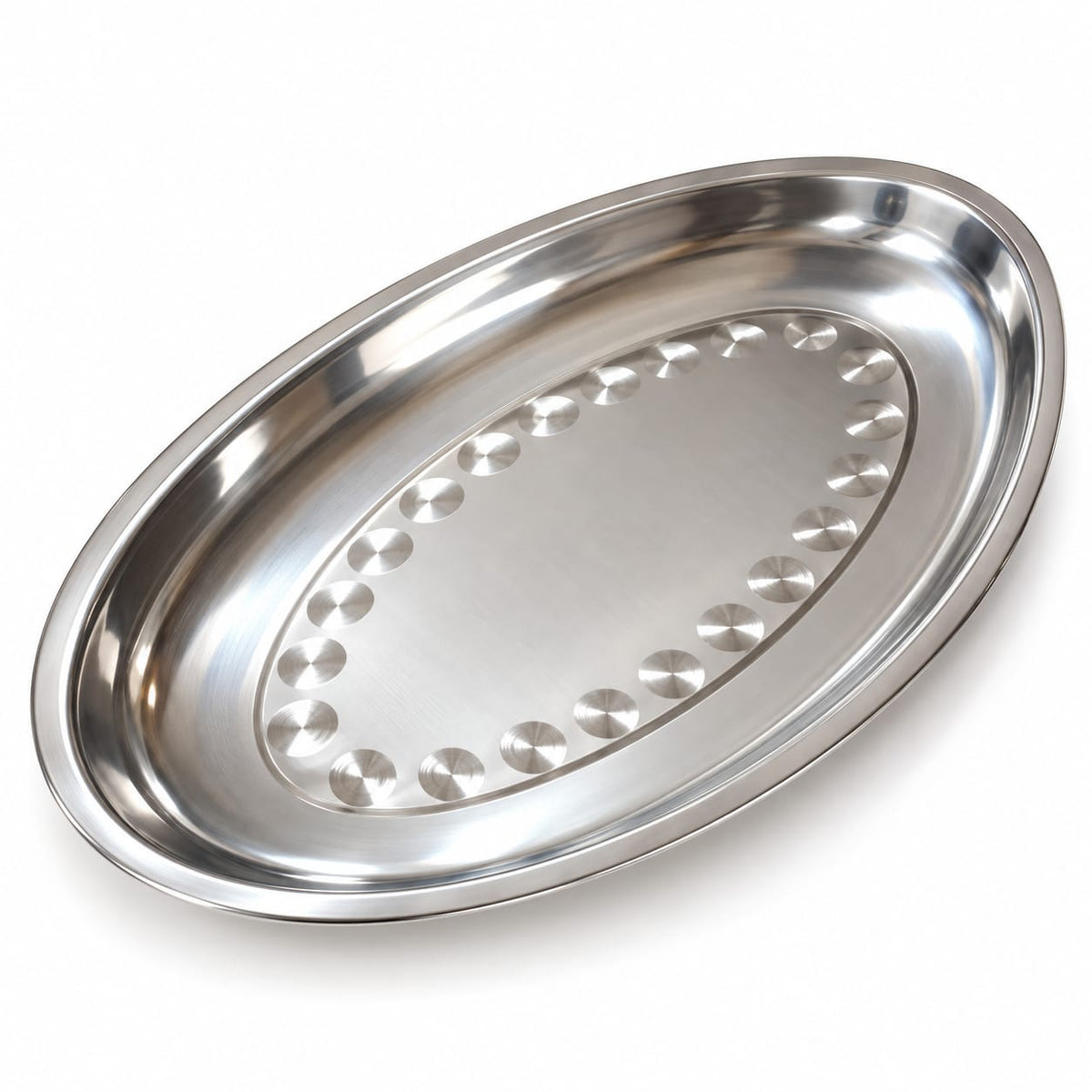 Tava ovala pentru servire 35 cm din metal, model argintiu