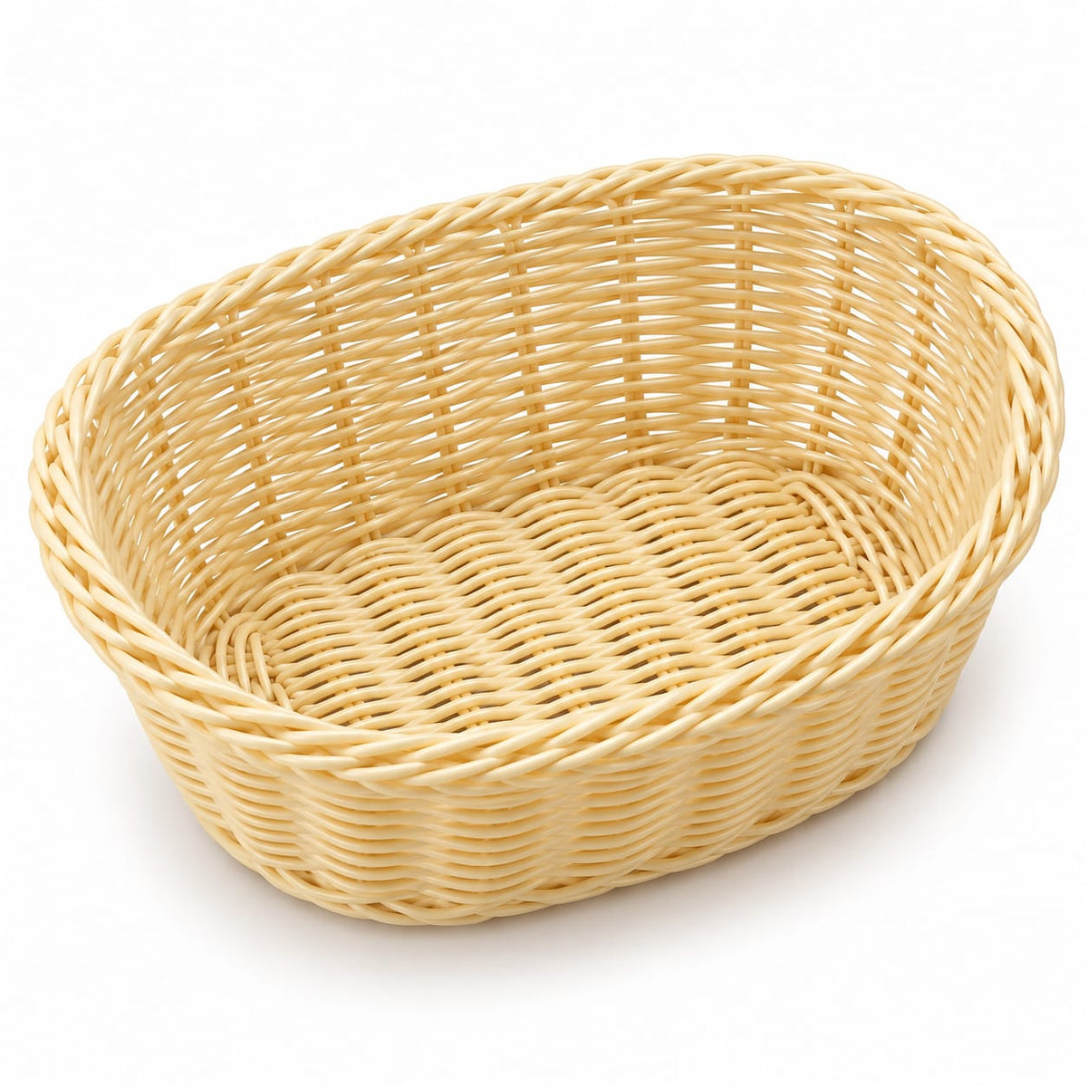 Cos pentru paine din plastic, model impletit, culoare crem