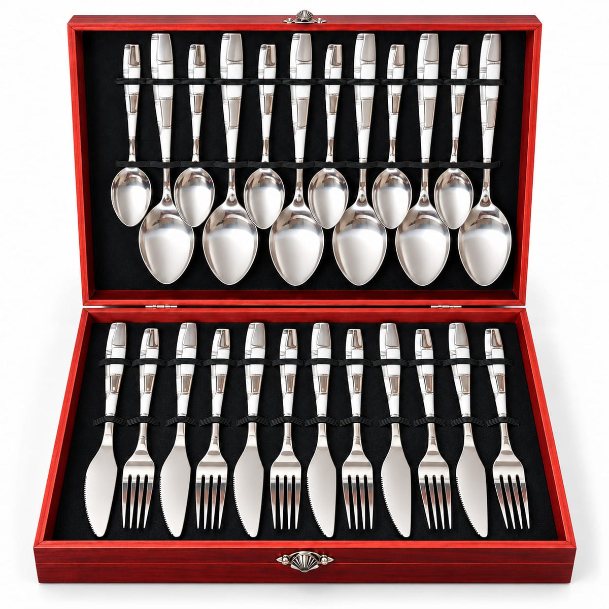 Set tacamuri 24 piese din inox cu cutie eleganta, pentru 6 persoane