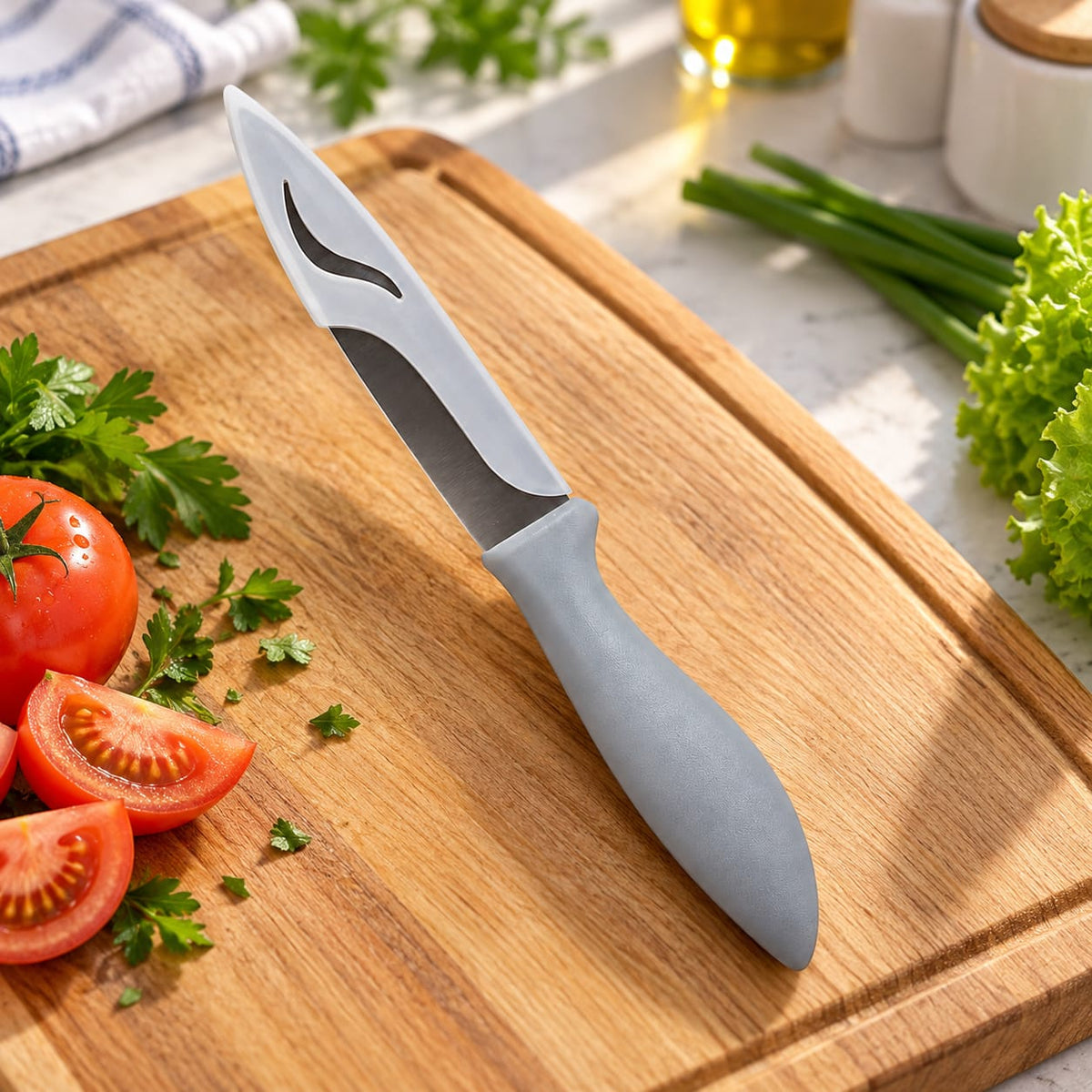 Cutit bucatarie din inox cu maner ergonomic si teaca de protectie