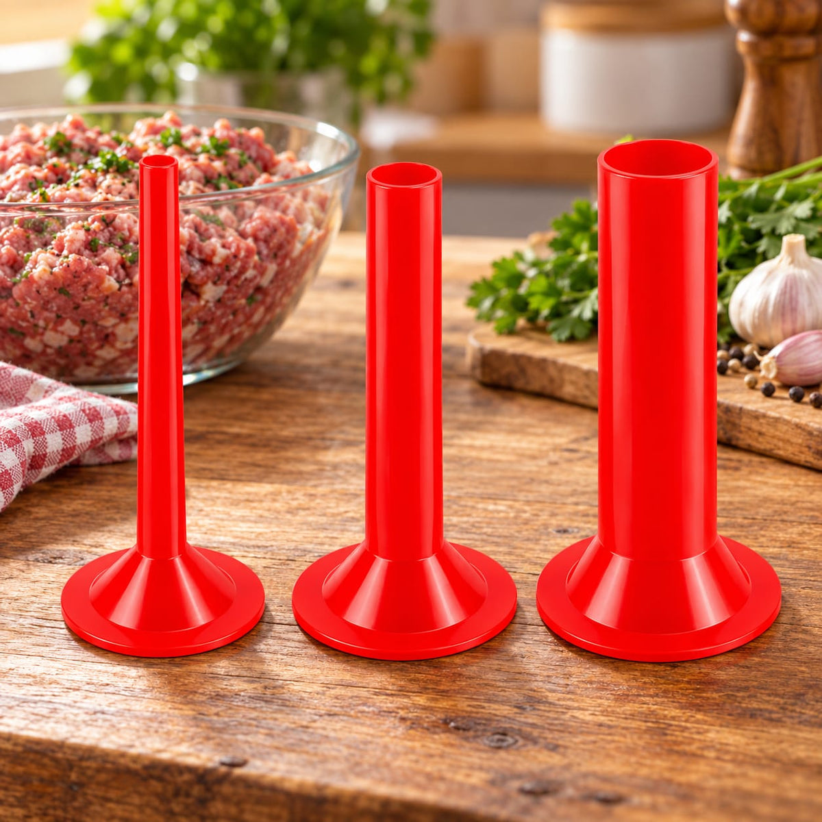Set 3 palnii pentru carnati din plastic, dimensiuni diferite