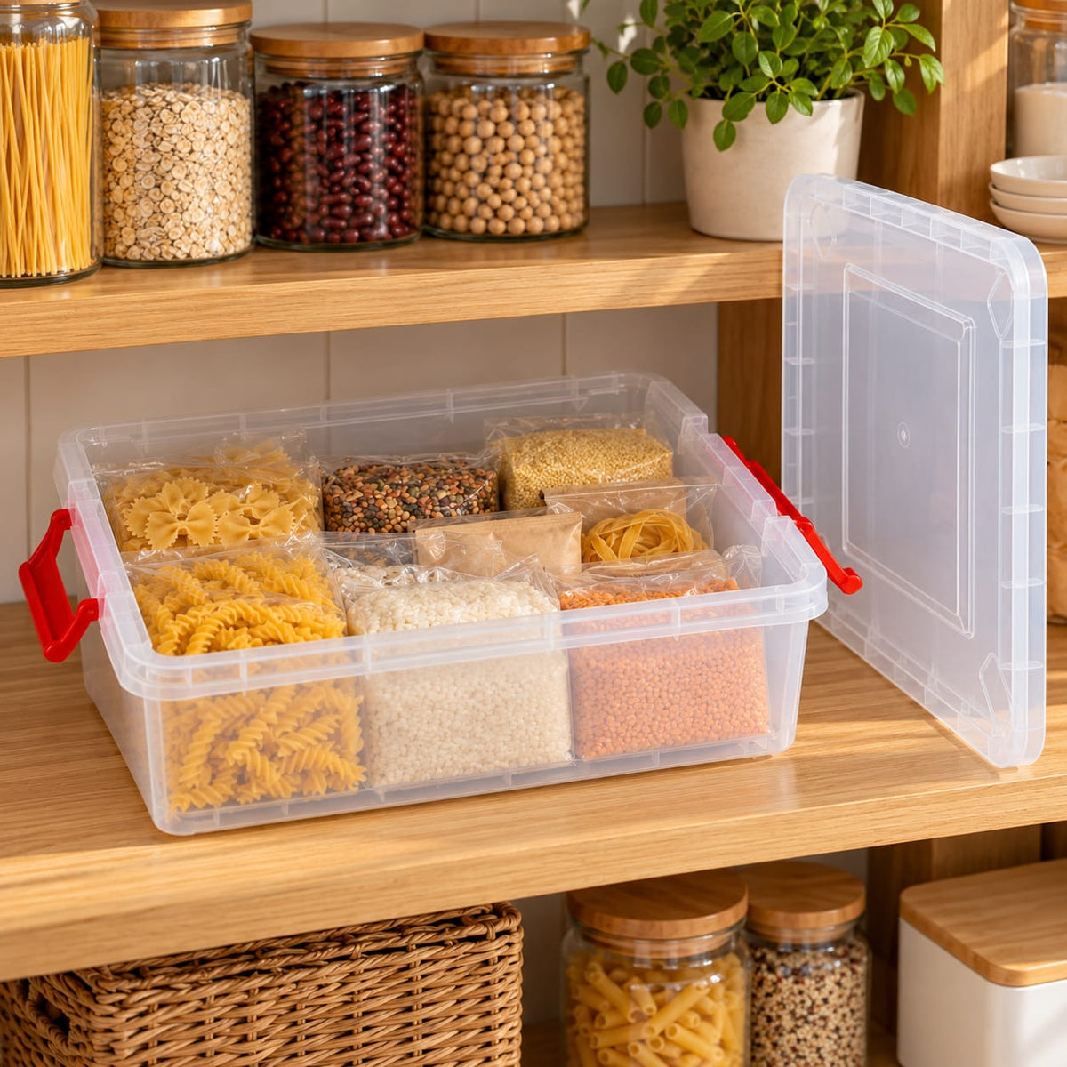 Cutie alimentara din plastic cu capac si clipsuri, capacitate 30 L