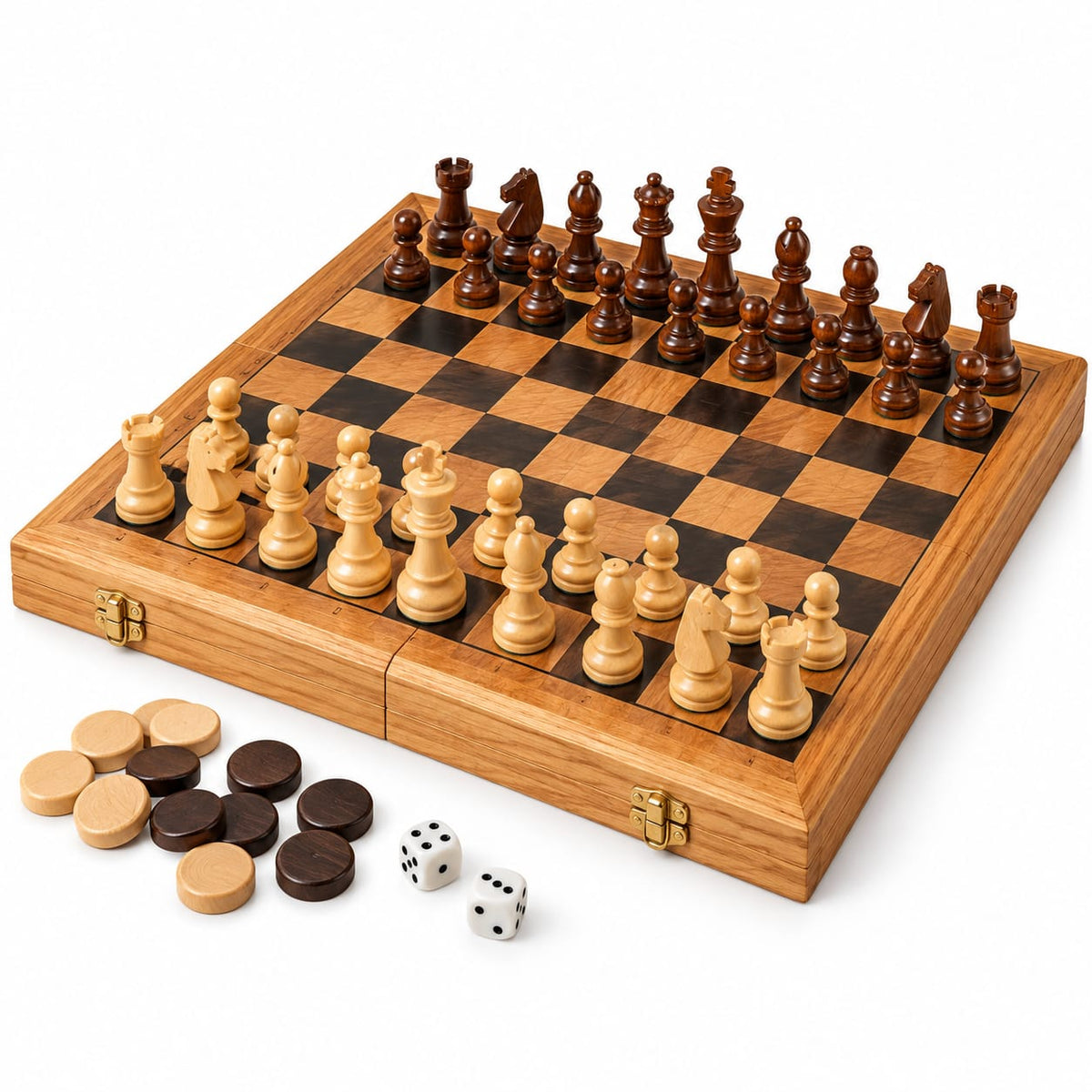 Joc 3 in 1 sah, dame si table cu tabla pliabila din lemn