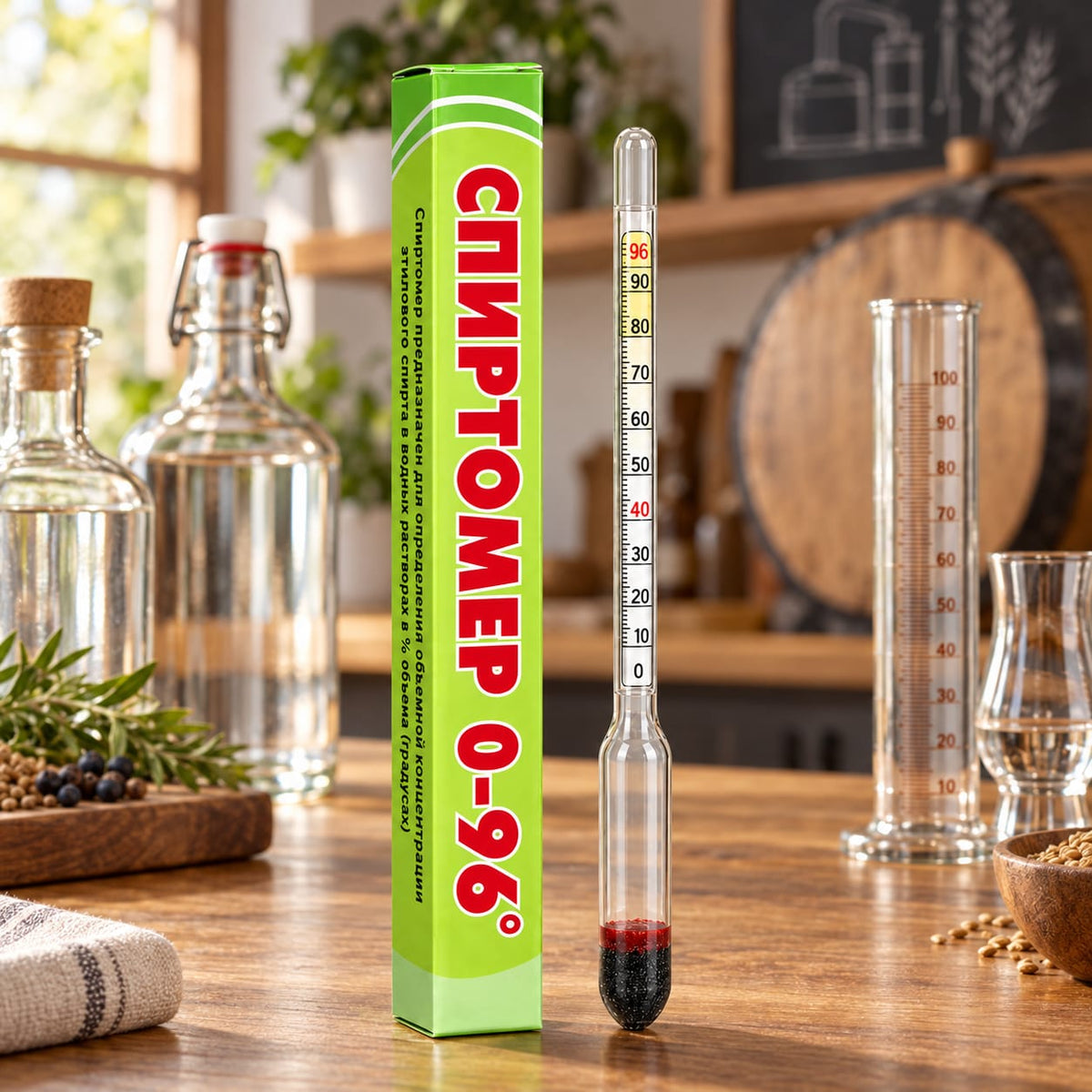 Alcoolmetru din sticla 0-96 grade pentru tuica si bauturi distilate