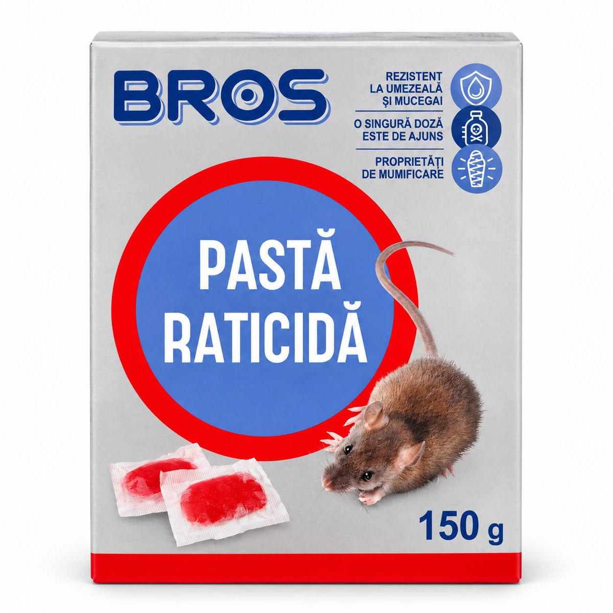 Pasta raticida BROS 150 g, momeala pentru soareci si sobolani