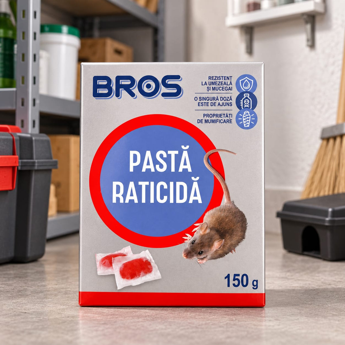 Pasta raticida BROS 150 g, momeala pentru soareci si sobolani
