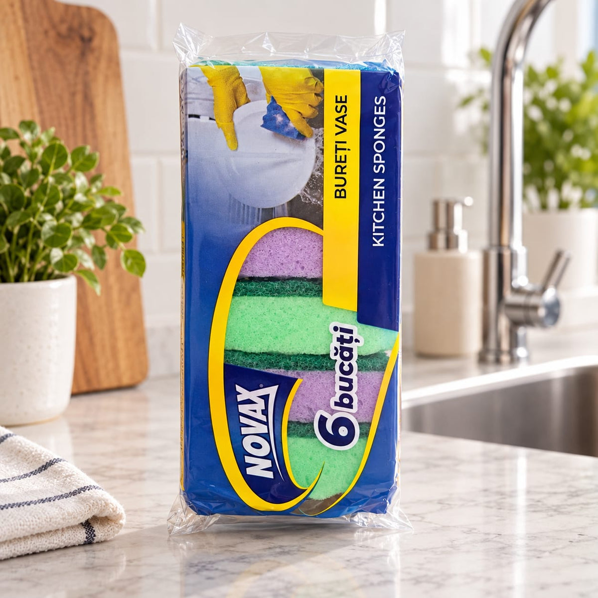 Set bureti vase Novax 6 bucati, bureti de bucatarie pentru spalare vase