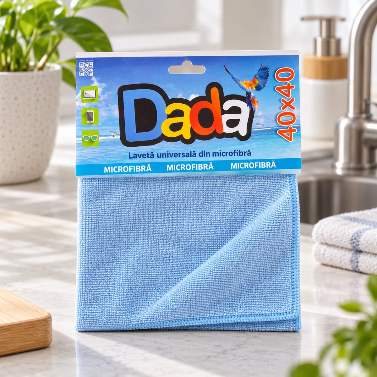 Laveta universala din microfibra Dada 40x40 cm, albastra