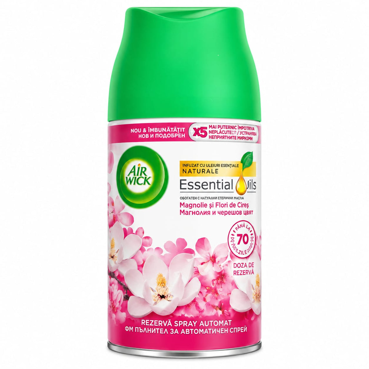Rezerva odorizant automat Air Wick Essential Oils 250 ml, Magnolie si Flori de Cires