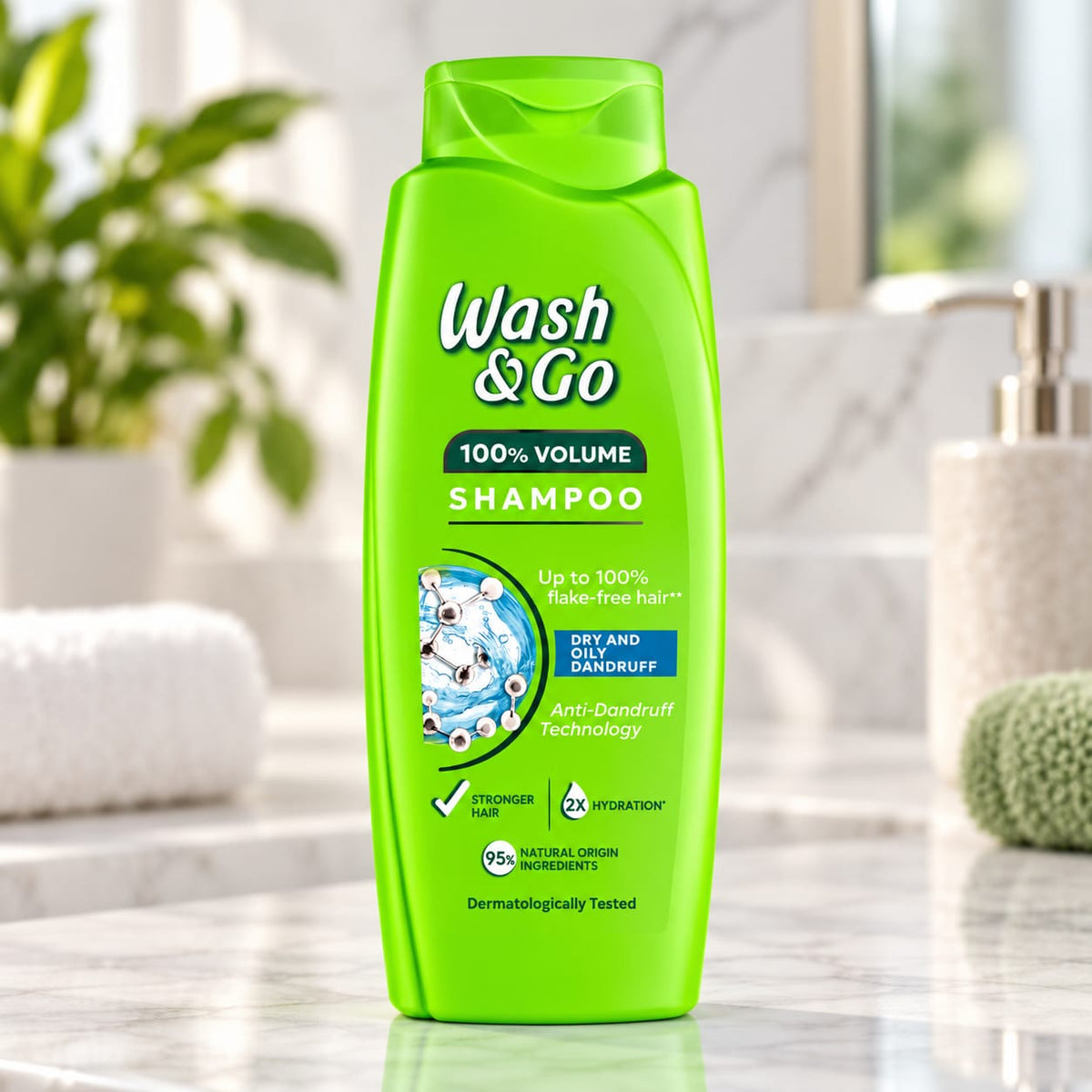 Sampon Wash & Go 100% Volume anti-matreata, 675 ml