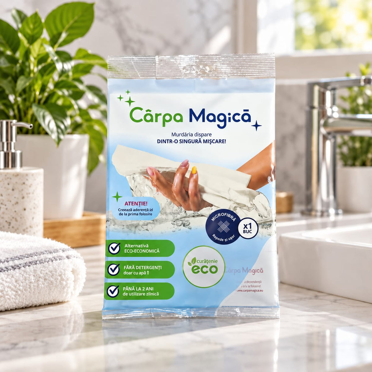 Carpa Magica din microfibra pentru curatenie fara detergent, 40 x 40 cm