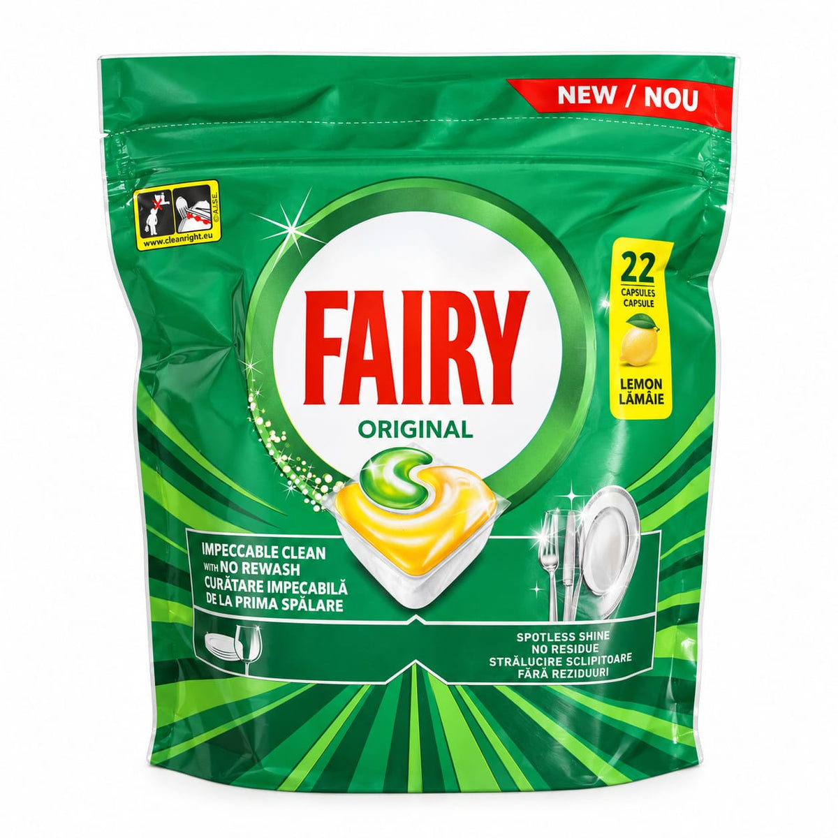 Capsule masina de spalat vase Fairy Original Lemon, 22 bucati