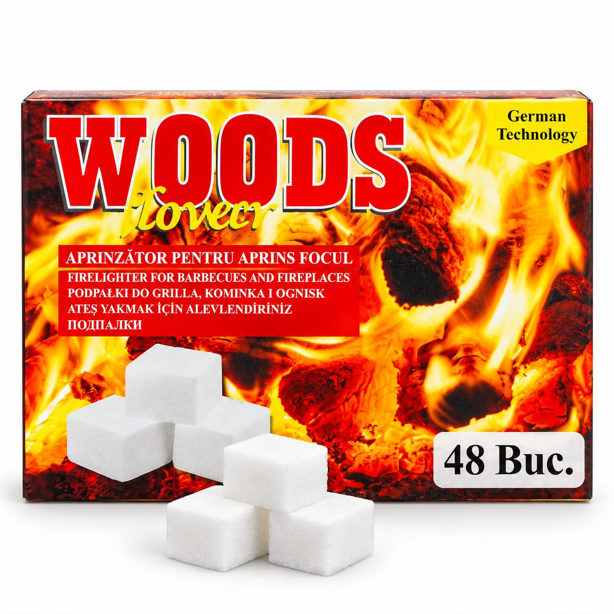 Aprinzator solid Woods Flowers pentru gratar si semineu, 48 bucati