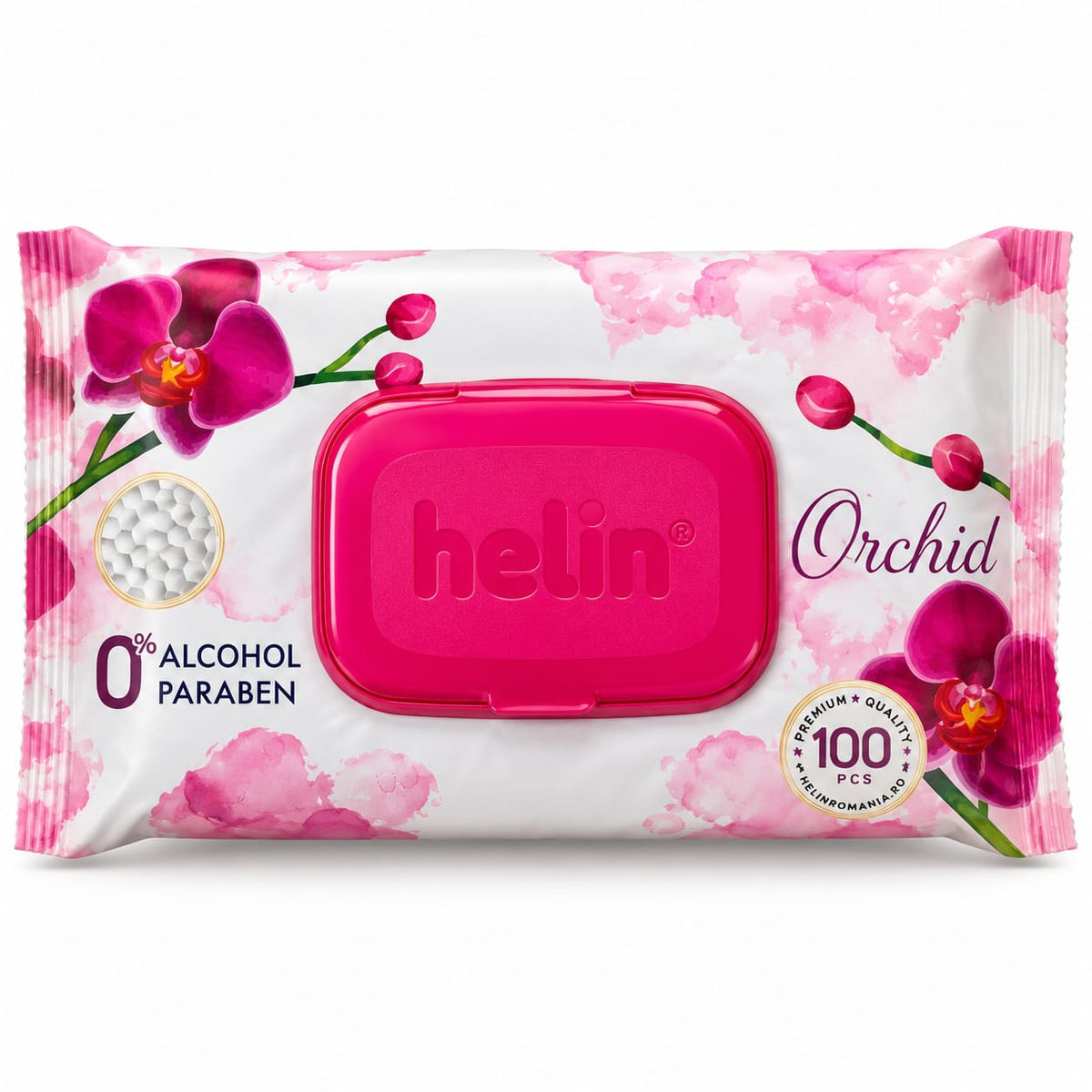 Servetele umede Helin Orchid cu capac, 100 bucati