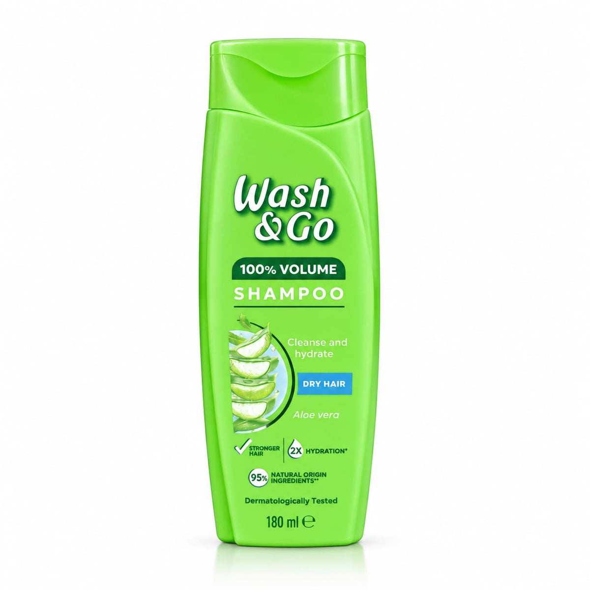 Sampon Wash & Go 100% Volume cu Aloe Vera pentru Par Uscat, Hidratare, 180 ml