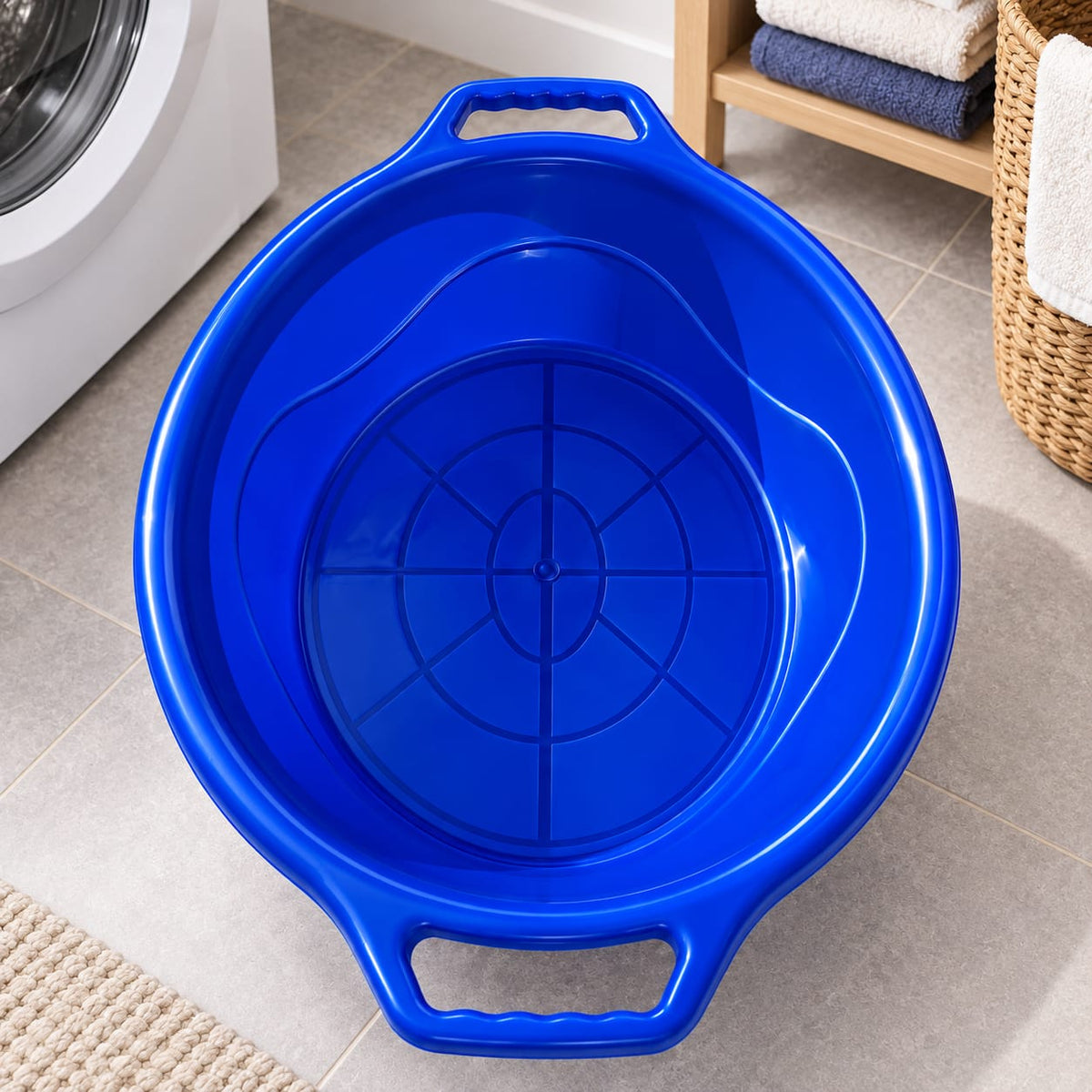 Lighean din Plastic cu Manere, 35 L, Rosu sau Albastru