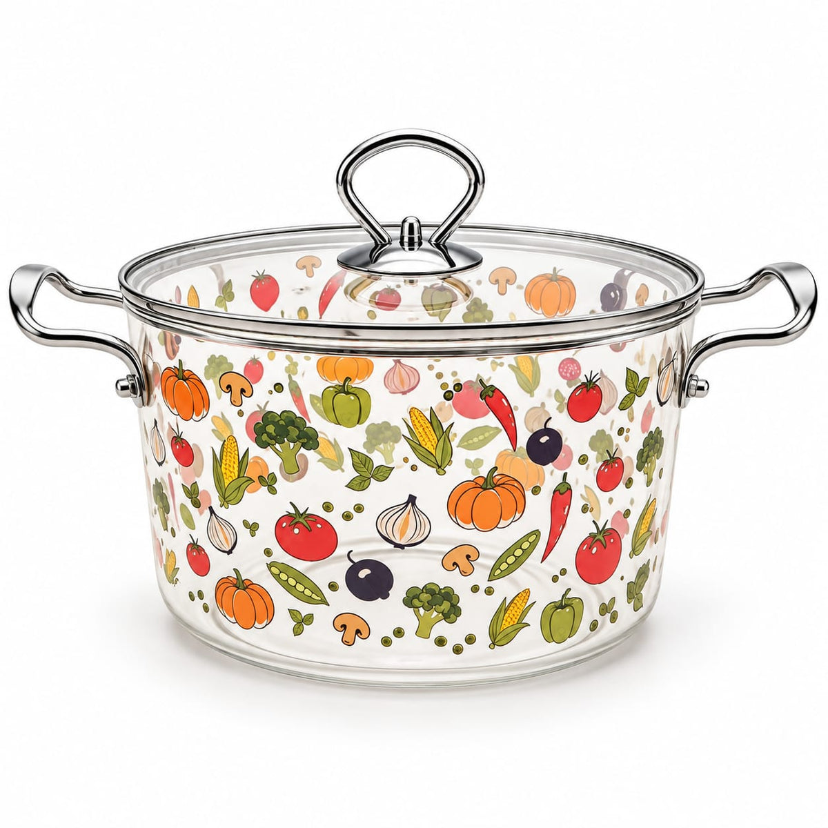 Oala sticla borosilicata Schmitter 4.5 L cu capac si accesorii inox, 20 x 16.5 cm