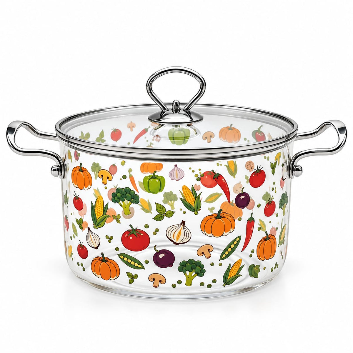 Oala sticla borosilicata Schmitter 3.5 L cu capac si accesorii inox, 20 x 13.5 cm