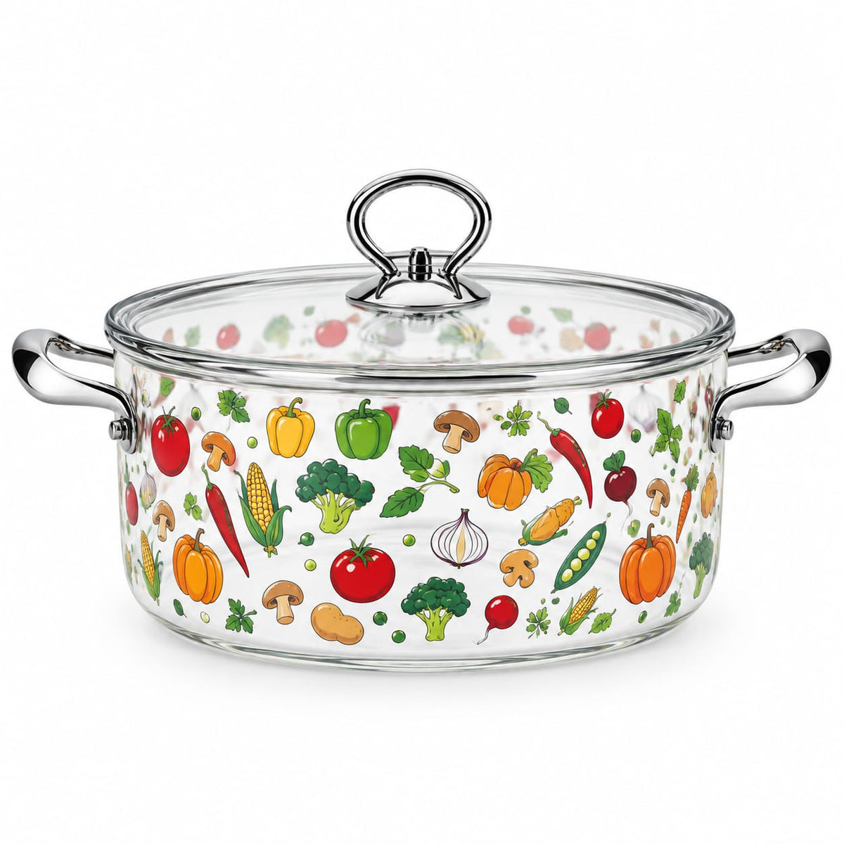 Oala sticla borosilicata Schmitter 2.5 L cu capac si manere inox, 20 x 10.5 cm