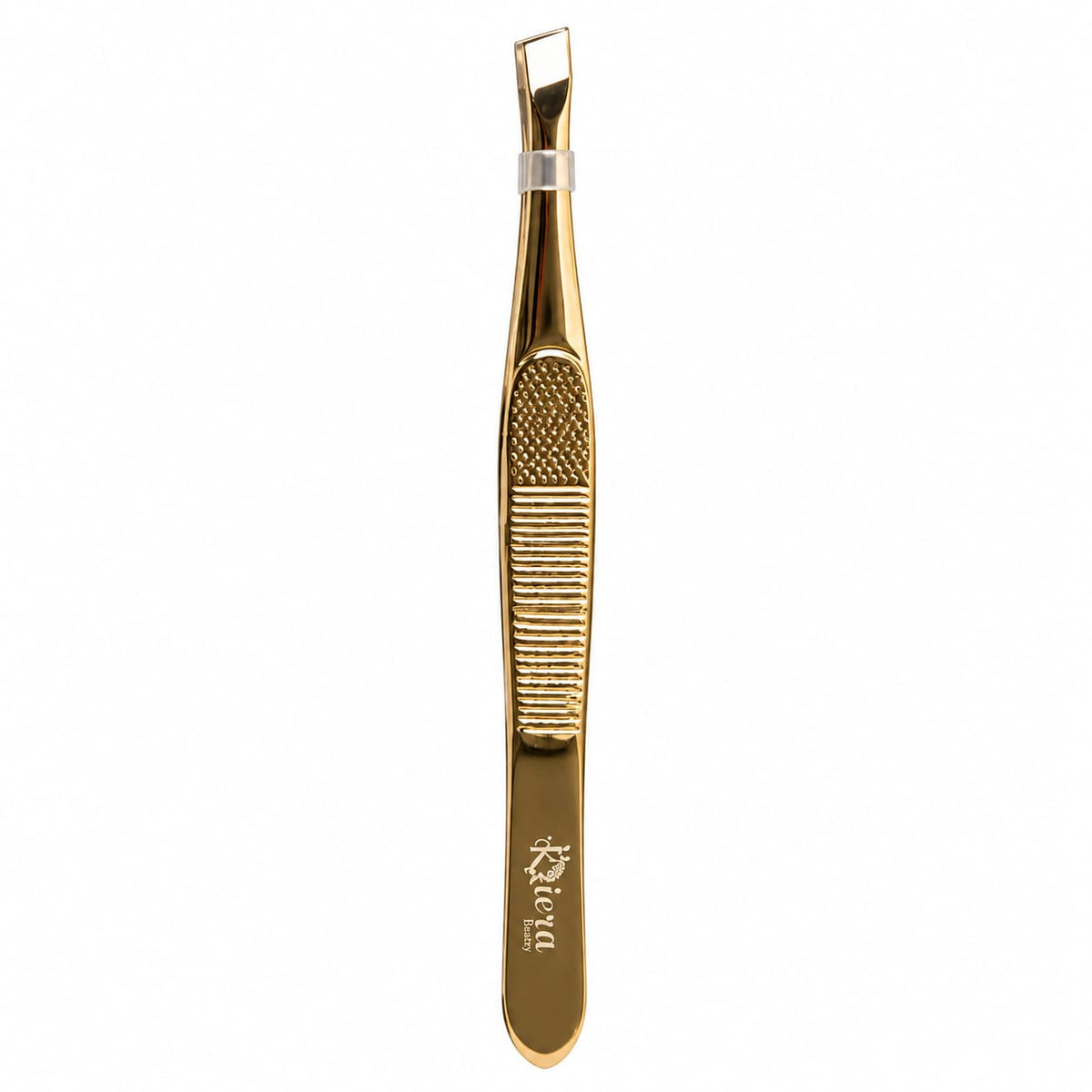 Penseta pentru sprancene Kiera Beauty J46, aurie, cu varf plat