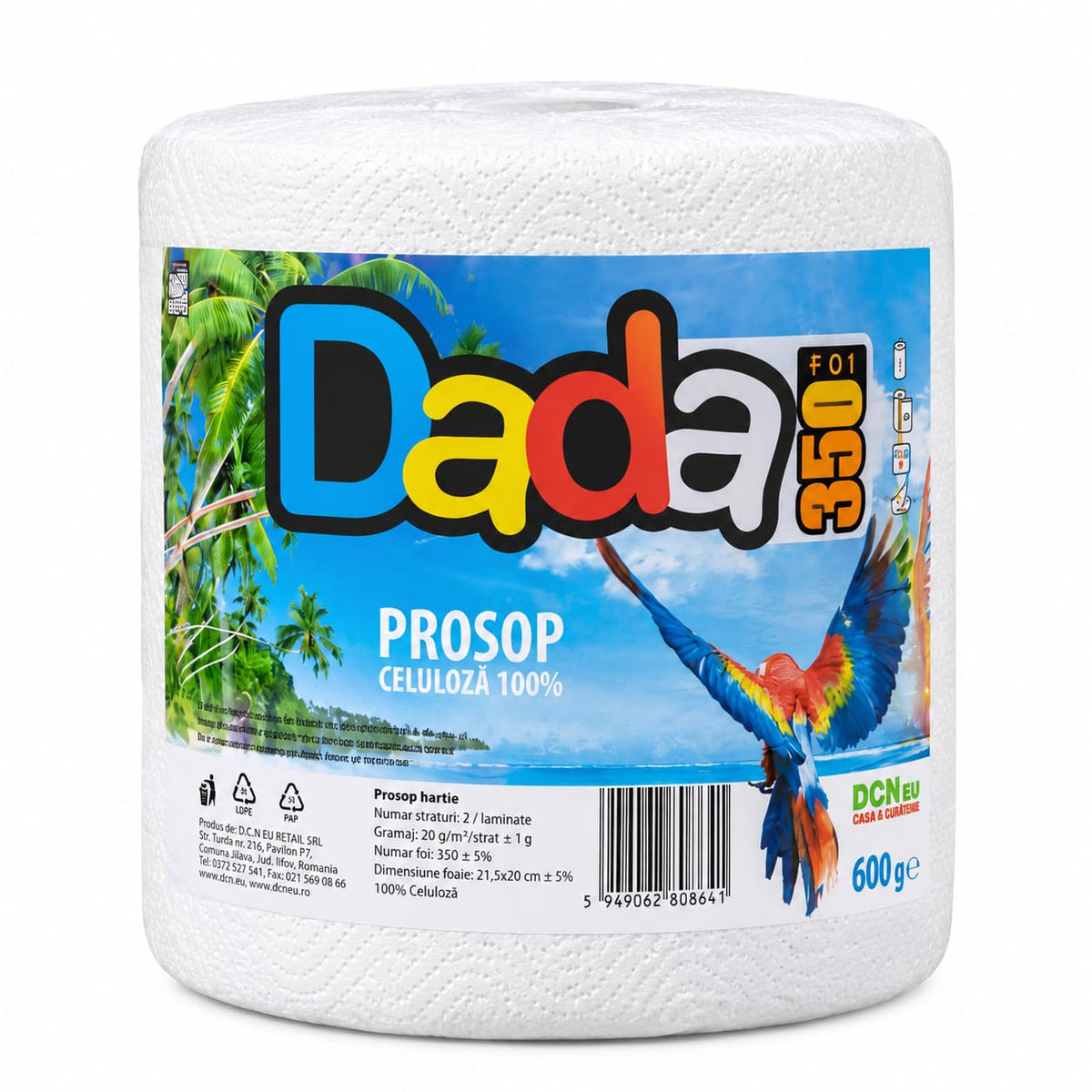 Prosop de hartie Dada, 350 foi, 2 straturi, 100% celuloza, 600 g