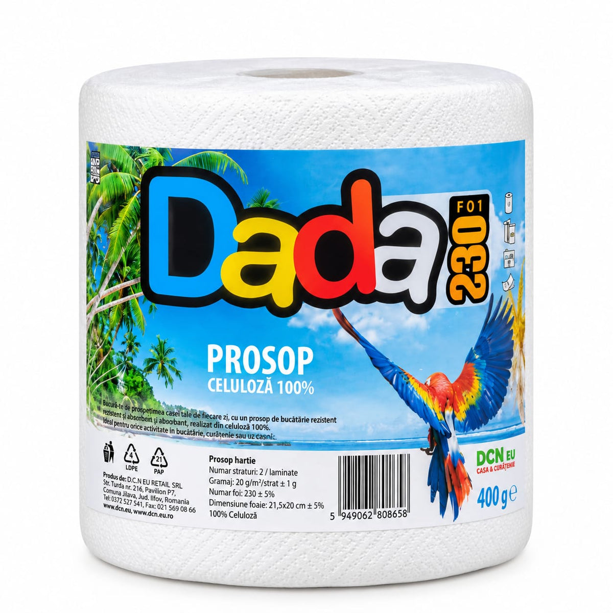 Prosop de hartie Dada, 230 foi, 2 straturi, 100% celuloza, 400 g