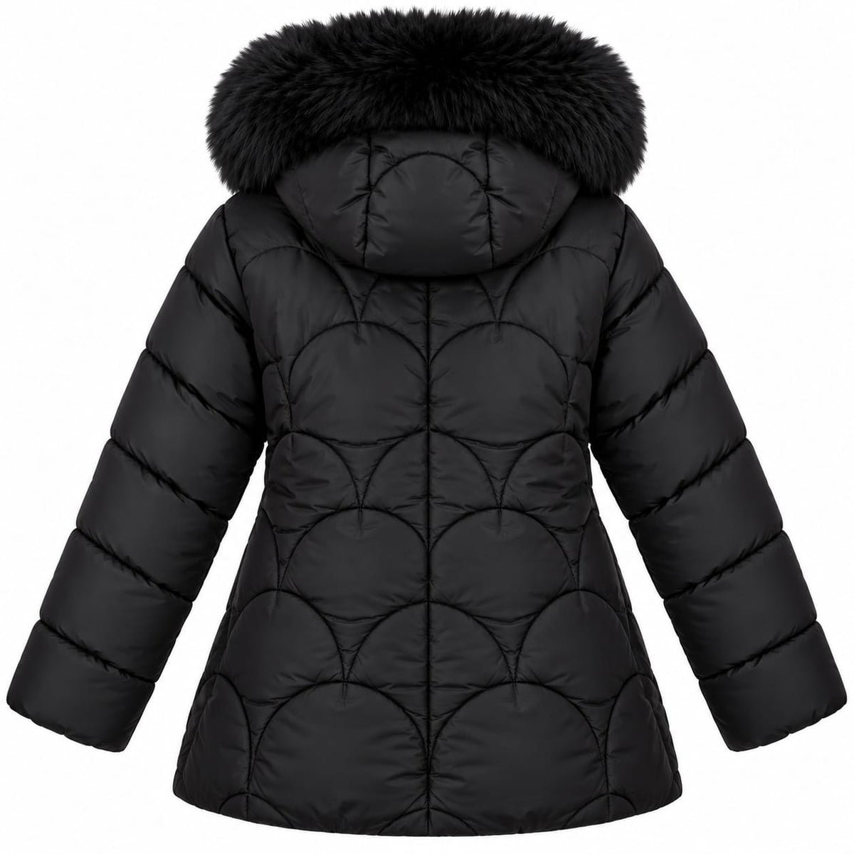 Geaca dama de iarna neagra, imblanita, cu gluga detasabila, 50-58