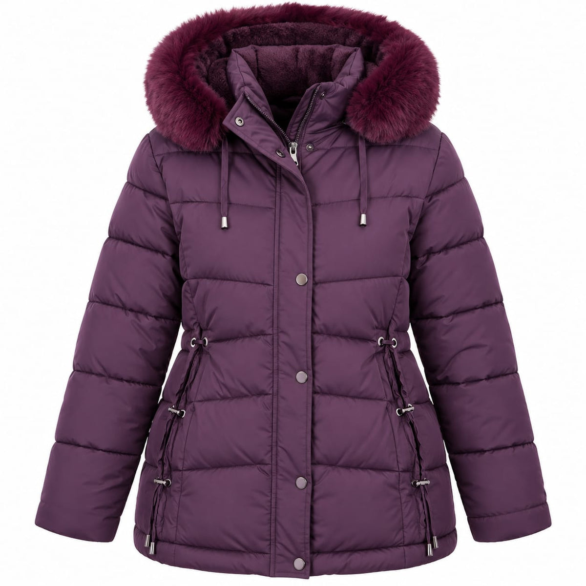 Geaca dama de iarna mov, cu gluga detasabila, marimi 4XL-8XL