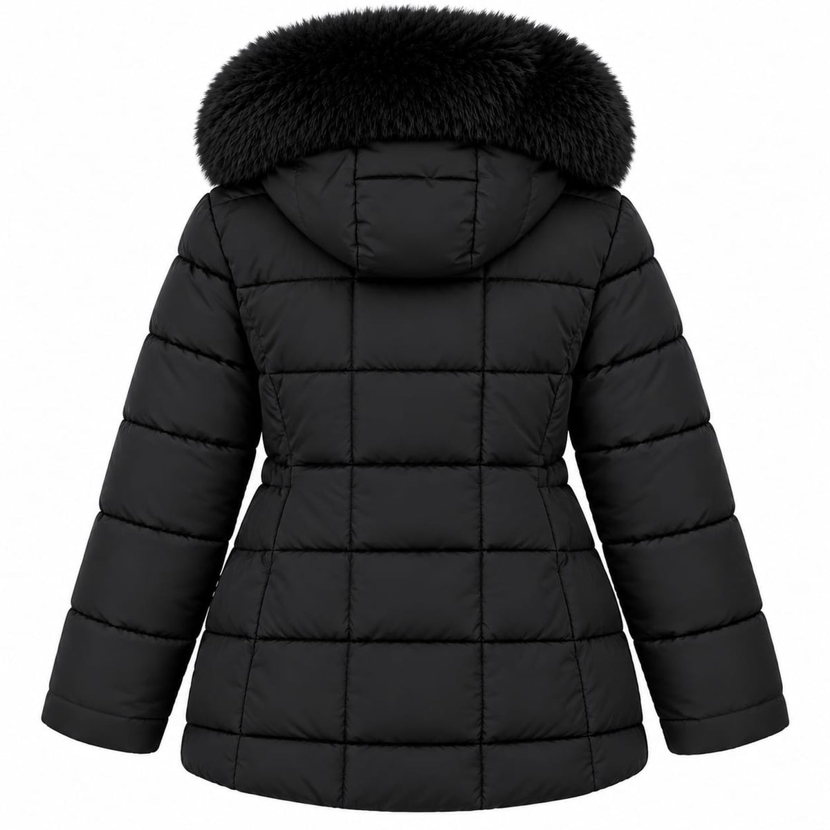 Geaca dama de iarna neagra, cu gluga detasabila, marimi 4XL-8XL