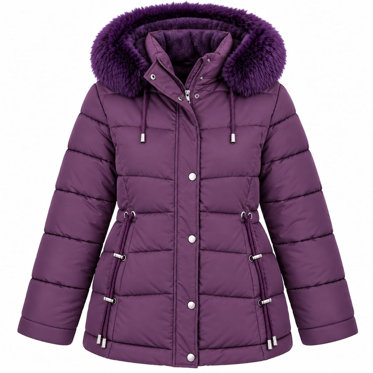 Geaca dama de iarna mov, cu gluga detasabila, marimi 4XL-8XL