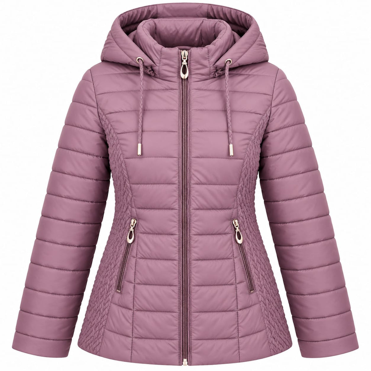 Geaca dama roz prafuit, necaptusita, primavara-toamna, 4XL-8XL