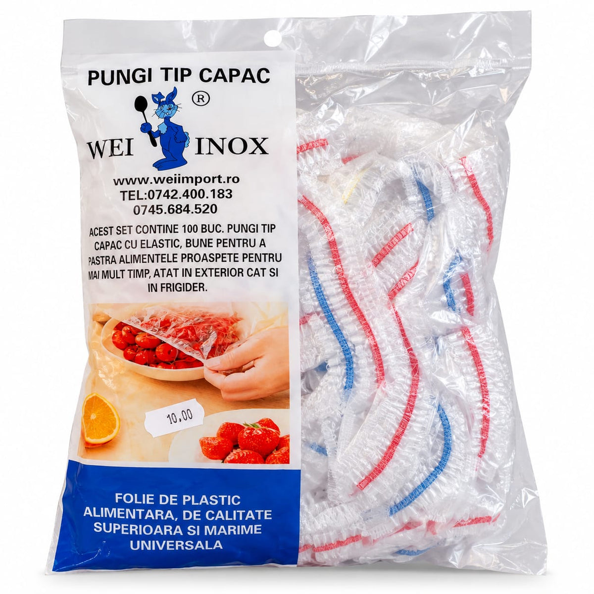 Set 100 pungi tip capac cu elastic pentru alimente, A-14179