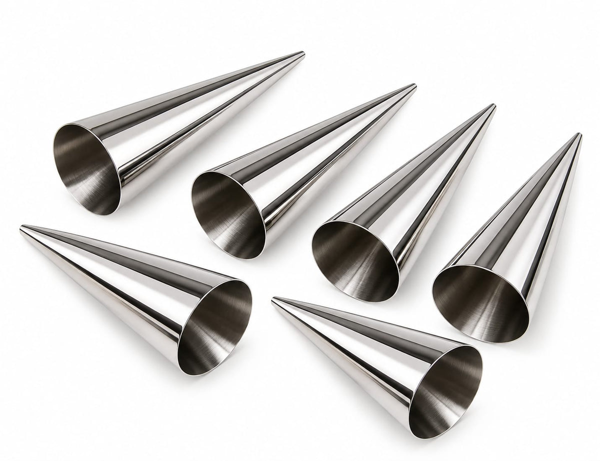 Set 6 forme metalice conice pentru rulouri si cornulete