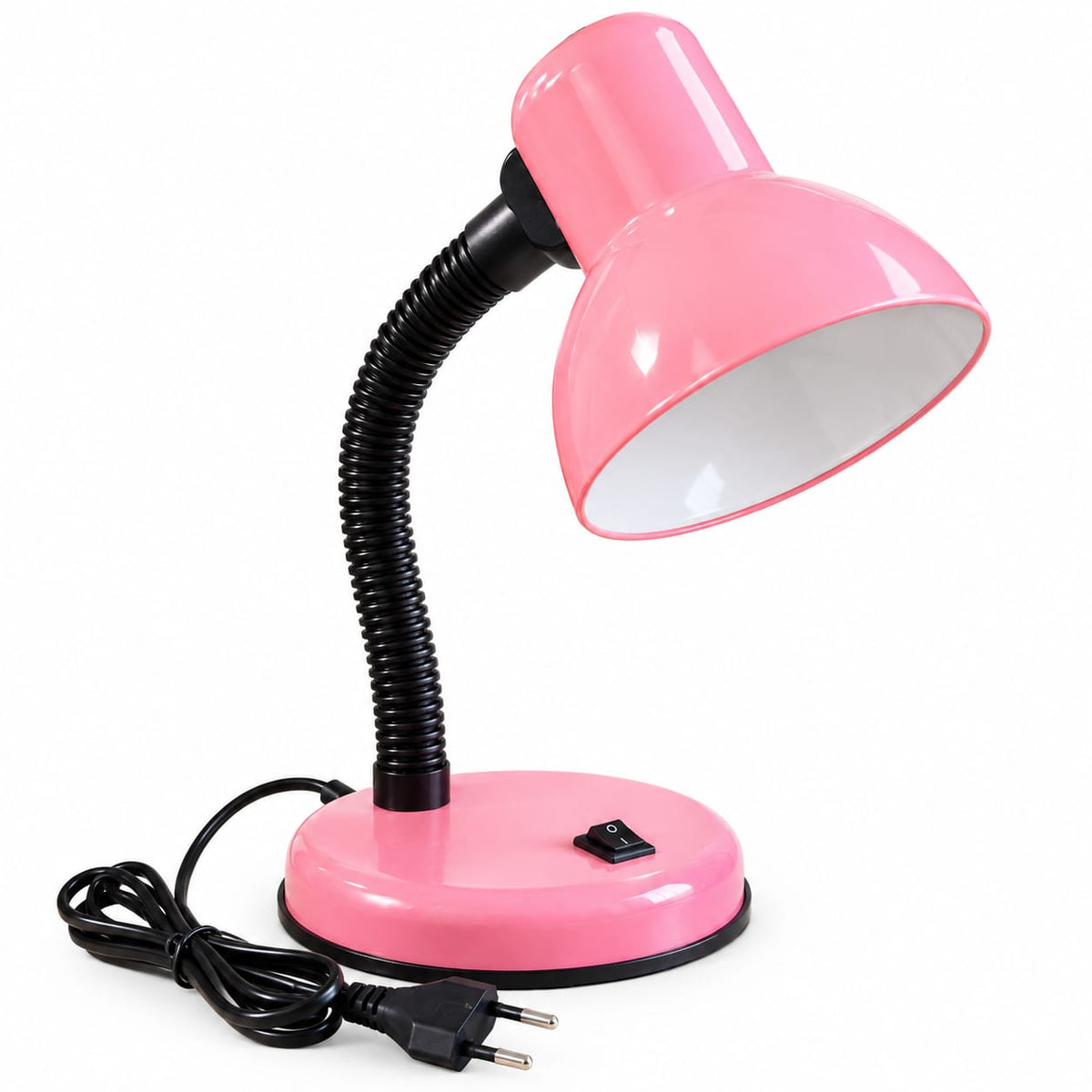 Veioza de birou electrica roz cu brat flexibil, fara bec inclus