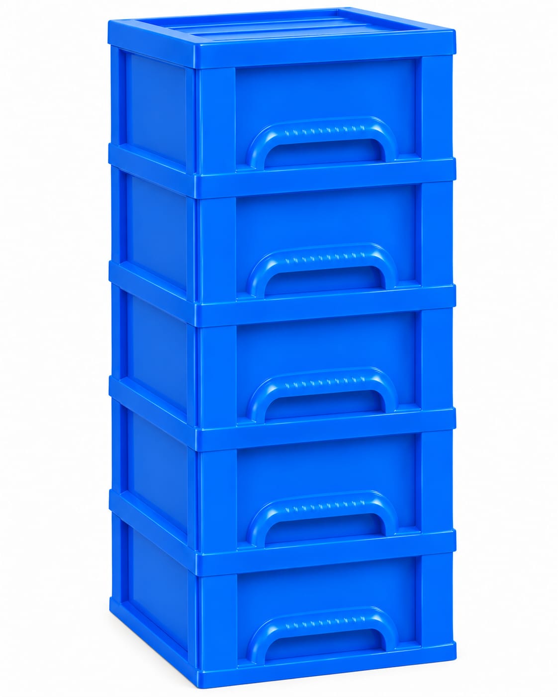 Dulap din plastic cu 5 sertare, 45x35x80 cm, albastru